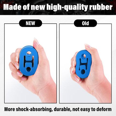 SINGARO Rubber Exhaust Hanger, Muffler Exhaust System, Heavy Insulator Support Bushing Installation, 2 Holes 0.47 Inch, High-Density Tailpipe Damping Hanger (4PCS Blue)