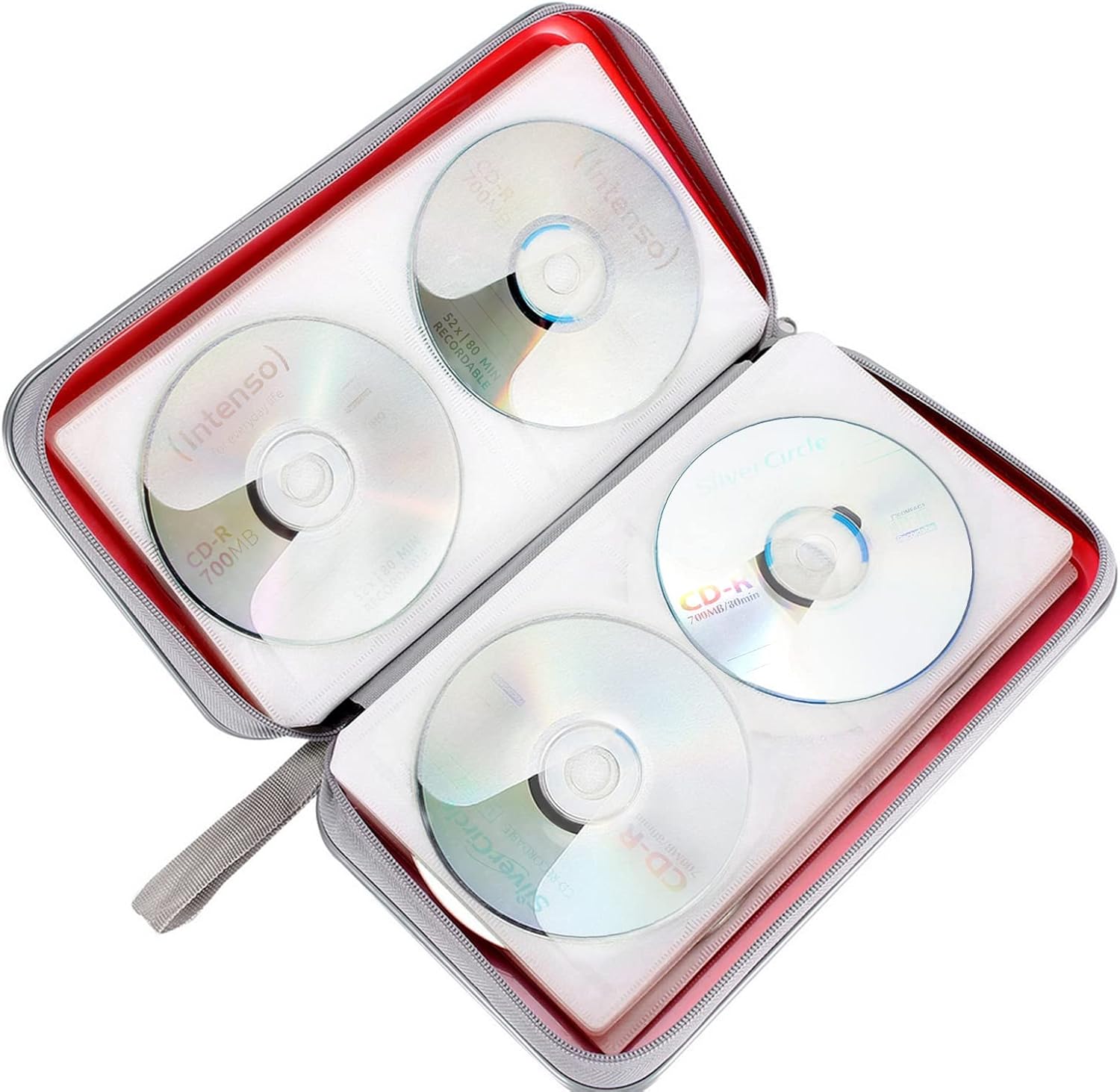 Siveit CD DVD Cases 96 Capacity Disc Storage Binder for Car(Red)