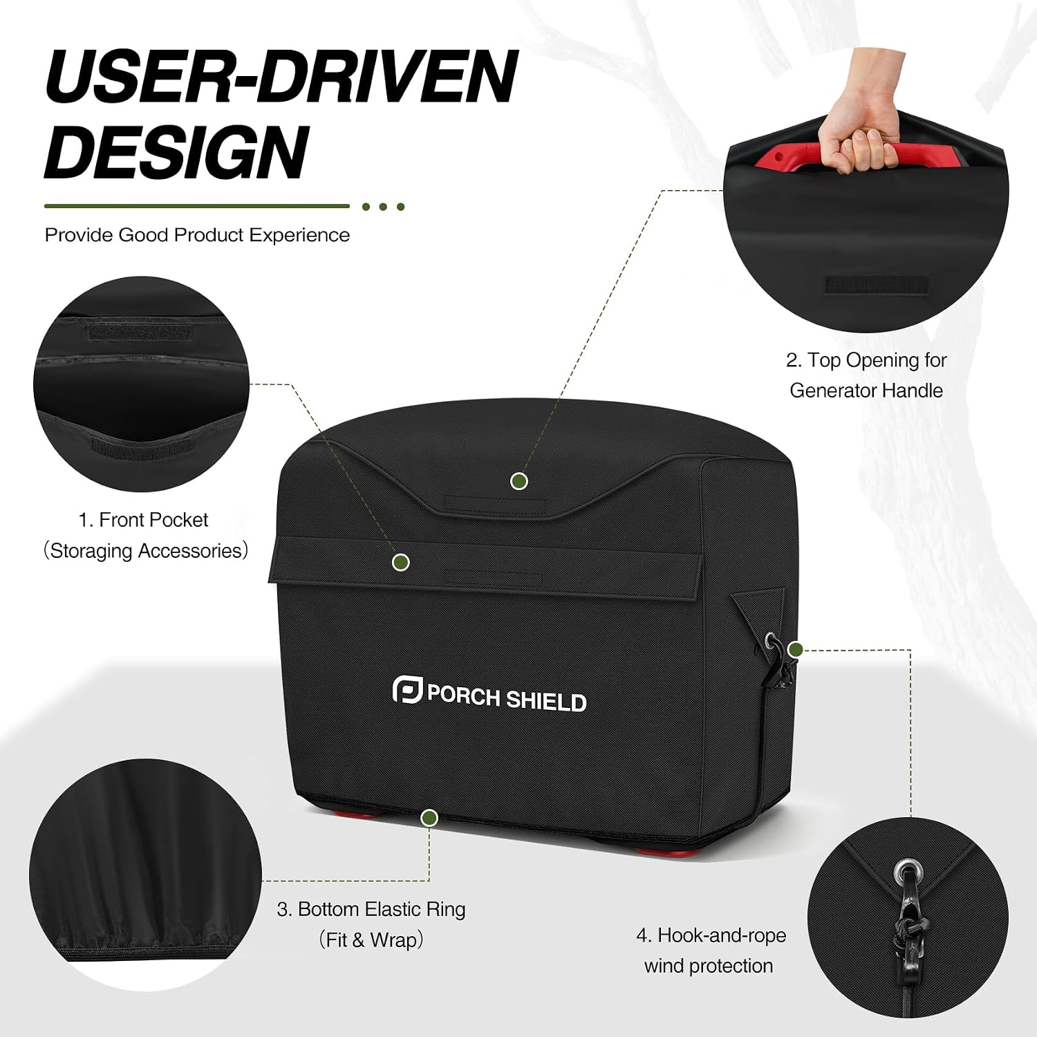 Porch Shield Inverter Generator Cover for 1000-2000W, 19x13x17 Inch, Black
