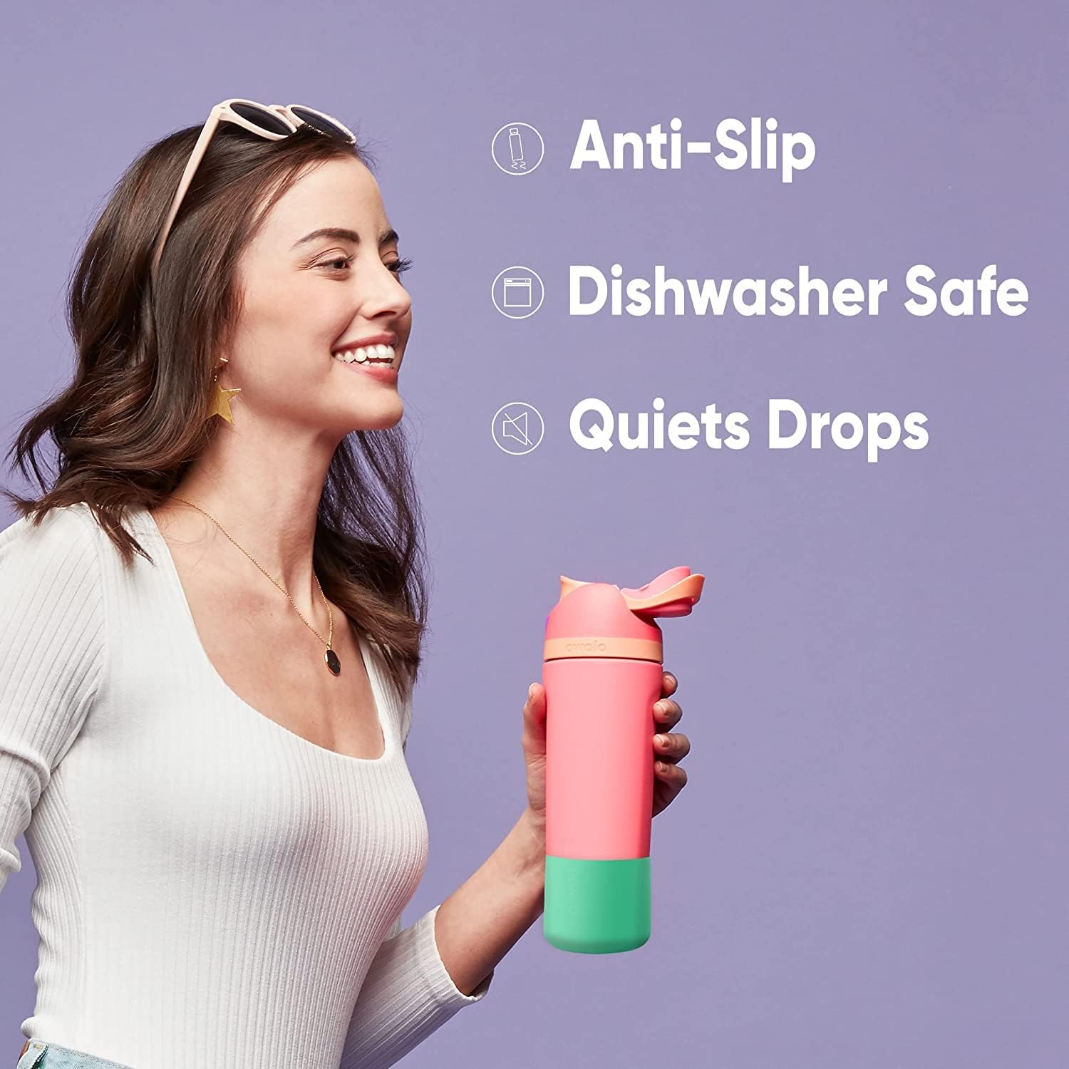 Owala Silicone Water Bottle Boot, Anti-Slip Protective Sleeve for Water Bottle, Protects FreeSip or Flip Stainless Steel Water Bottles, 24 Oz, Mauve
