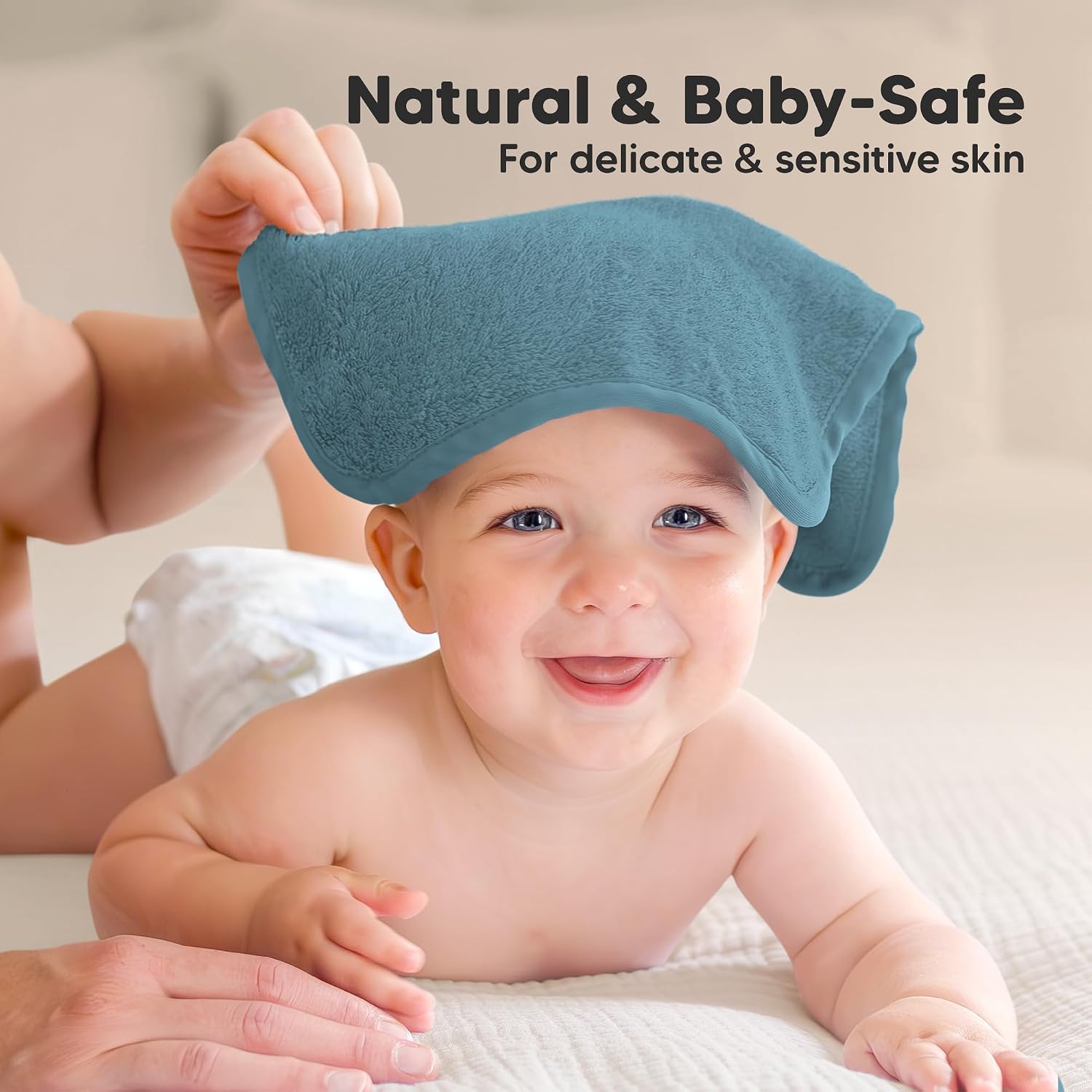 6pk Baby Washcloths, Soft Absorbent Washcloths for Face, Body(Aegean Blue)