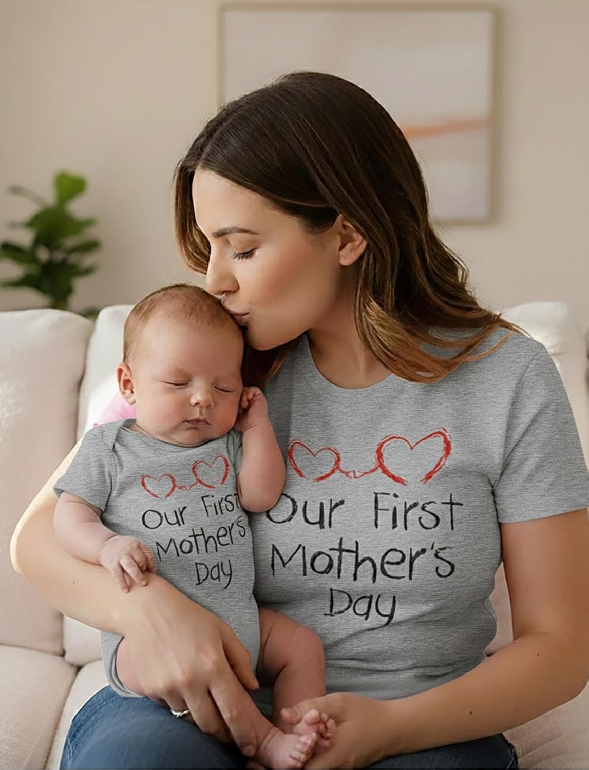 Tstars First Mother's Day Mom Baby Matching Shirts Mommy and Me Outfit Set
