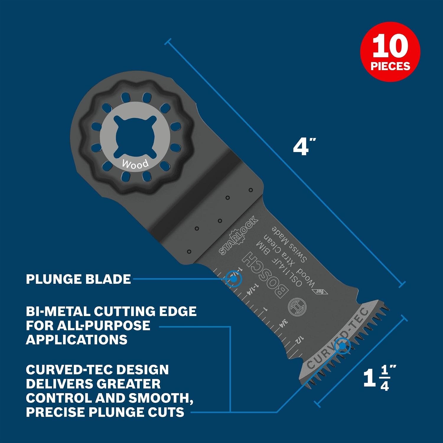 Bosch OSL114JF-10 1-1/4" Bi-Metal Blades for Multi-Tool (10-Pack)