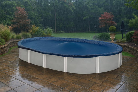 Winter Block Premium Winter Pool Cover for Above Ground Oval Pool, 12' x 18' Ft., Aboveground Pools Winter Cover, Heavy Duty, Includes Winch and Cable, UV Protection, Solid Blue