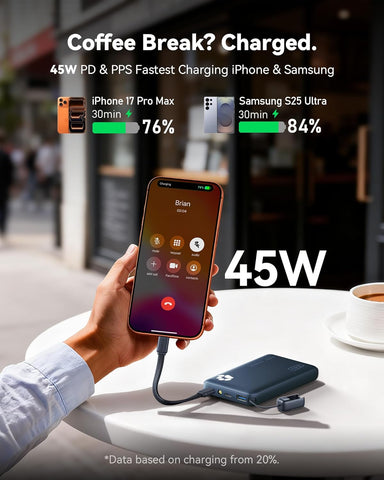 INIU 10000mAh 45W Fast Charging Portable Charger, Smaller Travel Power Bank