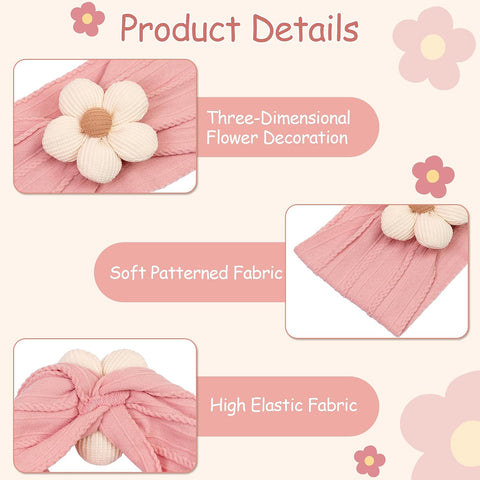 CÉLLOT 5Pcs Baby Flower Headbands Baby Girl Soft Nylon Headband for Newborn