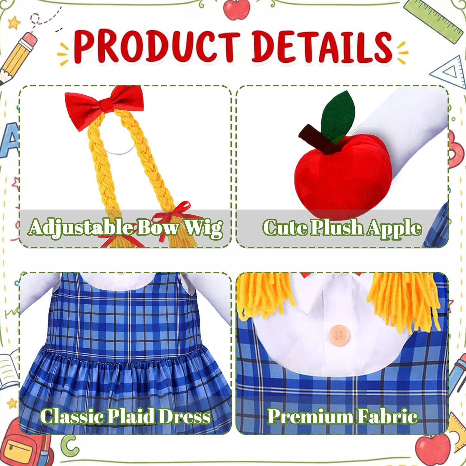 Back to School Goose Outfits Porch Goose Costume for Outdoor Lawn Decor