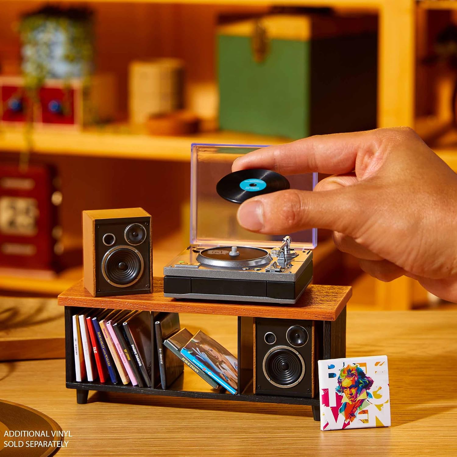 MGA's Miniverse Real Music Record Player Mini Collectibles, Mini Playable Record Player, Collectors, Gift, Beethoven