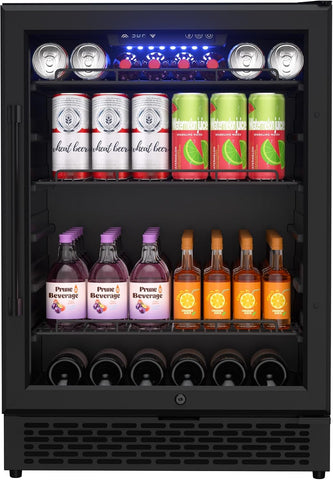 24 Inch Under counter Beverage Refrigerator, Beverage Fridge Holds 200 Cans