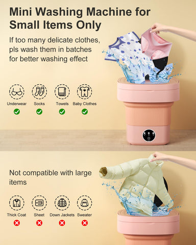 Portable Washing Machine, 9L Mini Laundry Washer with 3 Modes Cleaning for Underwear, Baby Clothes, Sock, Small Delicates. Foldable Washer and Dryer Combo for Apartment, Home,Hotel, Camping,RV(Orange)