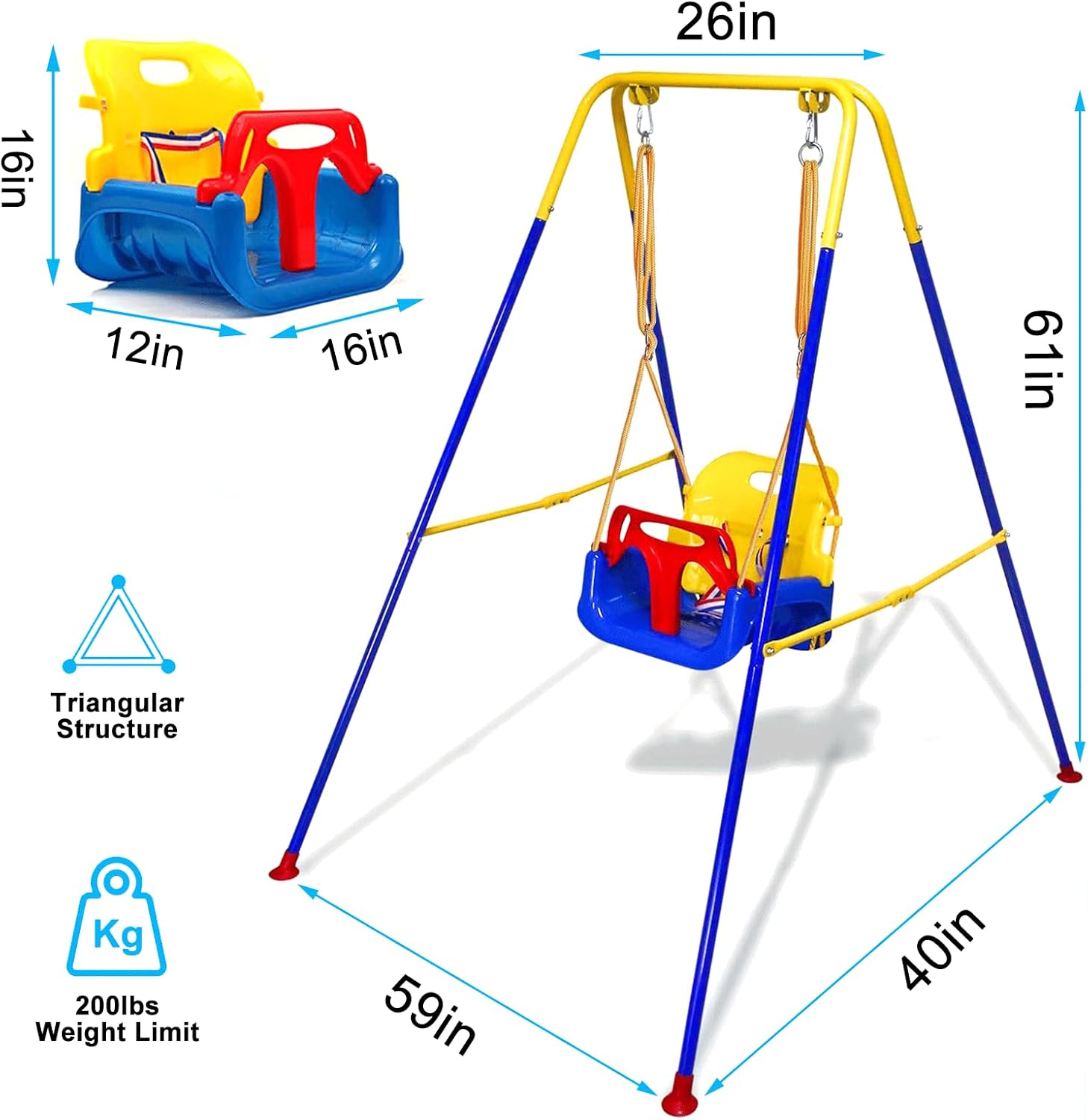 Foldable Toddler Swing Set for Indoor & Outdoor Use