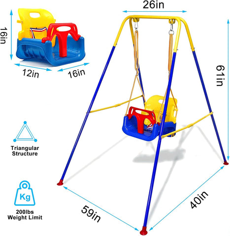 Foldable Toddler Swing Set for Indoor & Outdoor Use