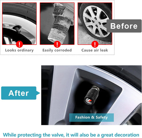 4pcs Tire Valve Stem Caps, Compatible with Toyota TRD Sequoia Tundra Tacoma 4Runner Trucks Series Stem Cap Universal Car Air Cover Car Accessories for Cars, SUV, Truck, Motorcycles Black