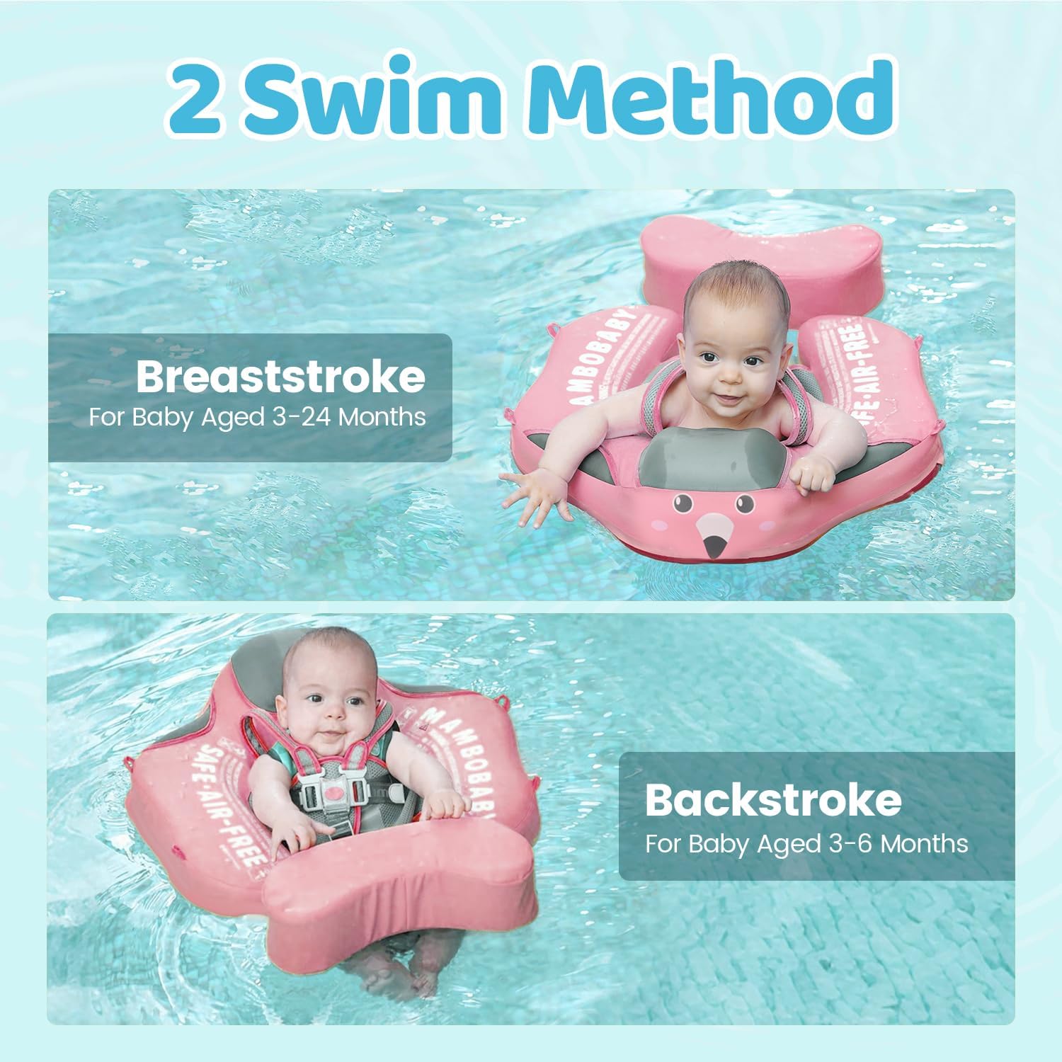 Mambobaby Float with Canopy, UPF 50+ Baby Swim Float