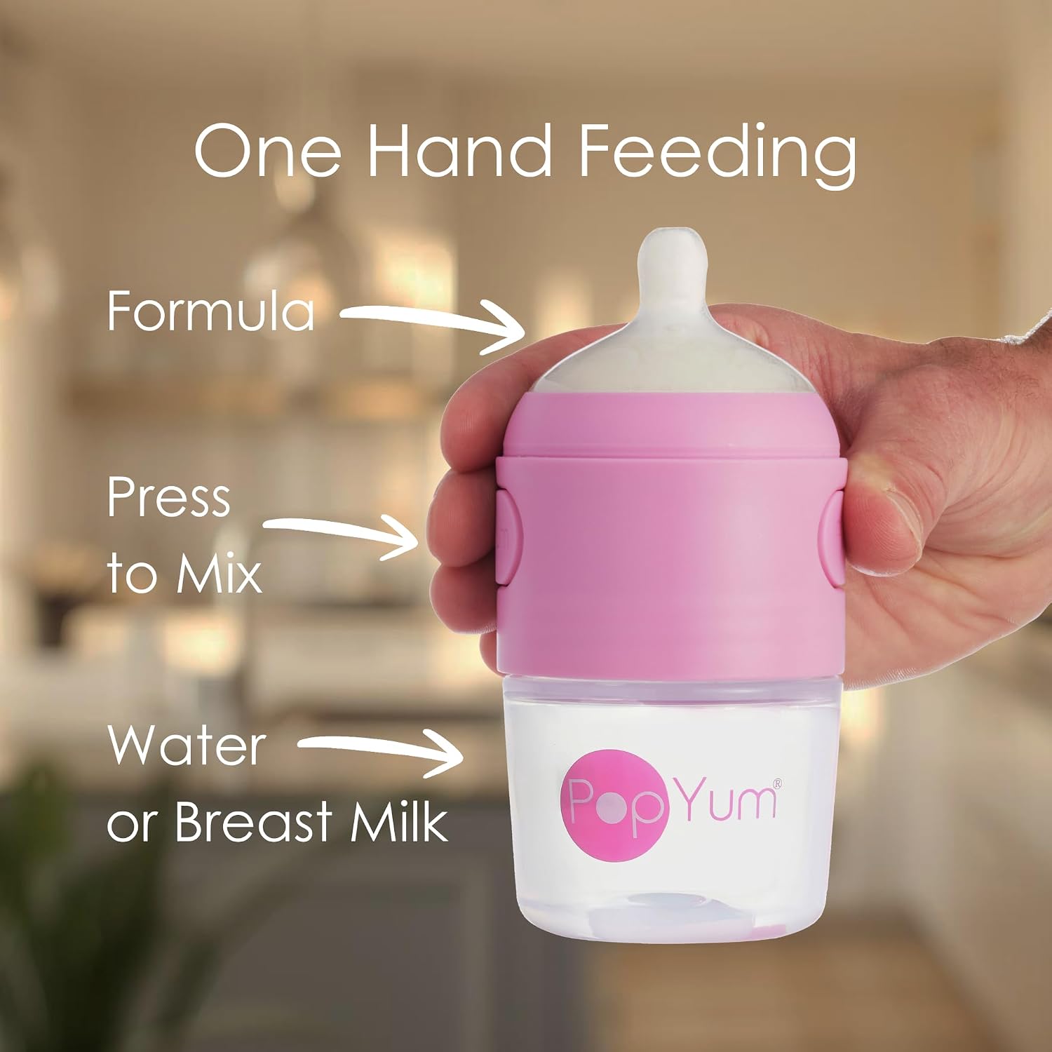 PopYum 5 oz Pink Anti-Colic Formula Making Baby Bottles, 2-Pack