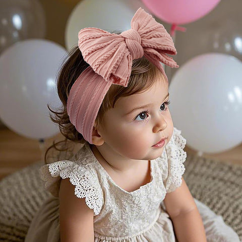 LemonSpace Handmade Nylon Baby Girl Headband Bows for Baby Kid Pink Mix3Pcs