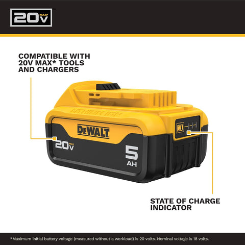 DEWALT 20V MAX Lithium-Ion Battery 2-Pack, 5.0 Ah (DCB205-2c)