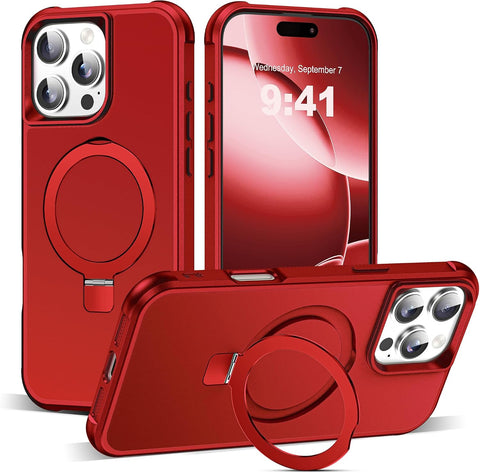 SKYLMW Compatible with iPhone 16 Pro Max Case with Stand,Red