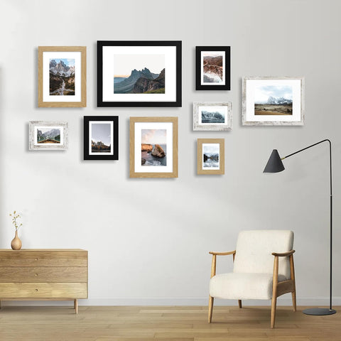 Hongkee 6x9 Picture Frame Set of 2, Real Glass and Wood Frame