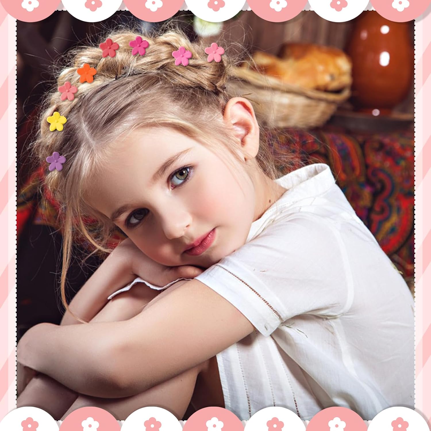 112 Pcs Baby Hair Clips - 28 Color Mini Flower and Butterfly Clips for Girls, Toddlers - Small Claw Clips With Organizer Box - Cute Hair Accessories