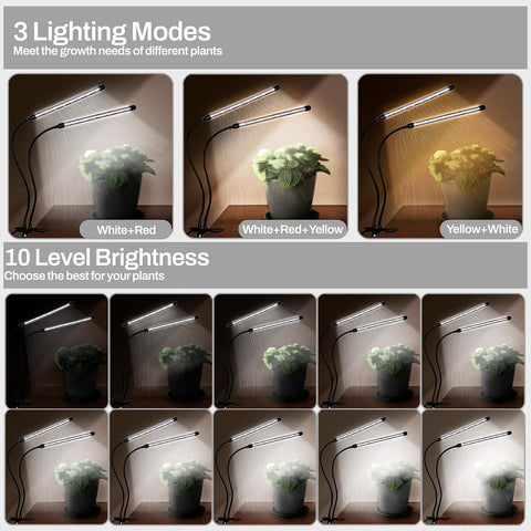 LEOTER Grow Lights for Indoor Plants - 84 LED Full Spectrum Clip Plant Growing Light (2 Heads Light)