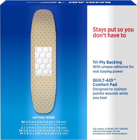 BAND-AID Brand Tru-Stay Sheer Adhesive Bandages, Assorted Sizes, 80 Count