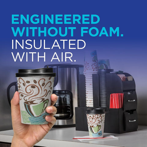 PerfecTouch Paper Hot Cups, 12 oz, Coffee Haze Design, 25/Sleeve, 20 Sleeves/Carton