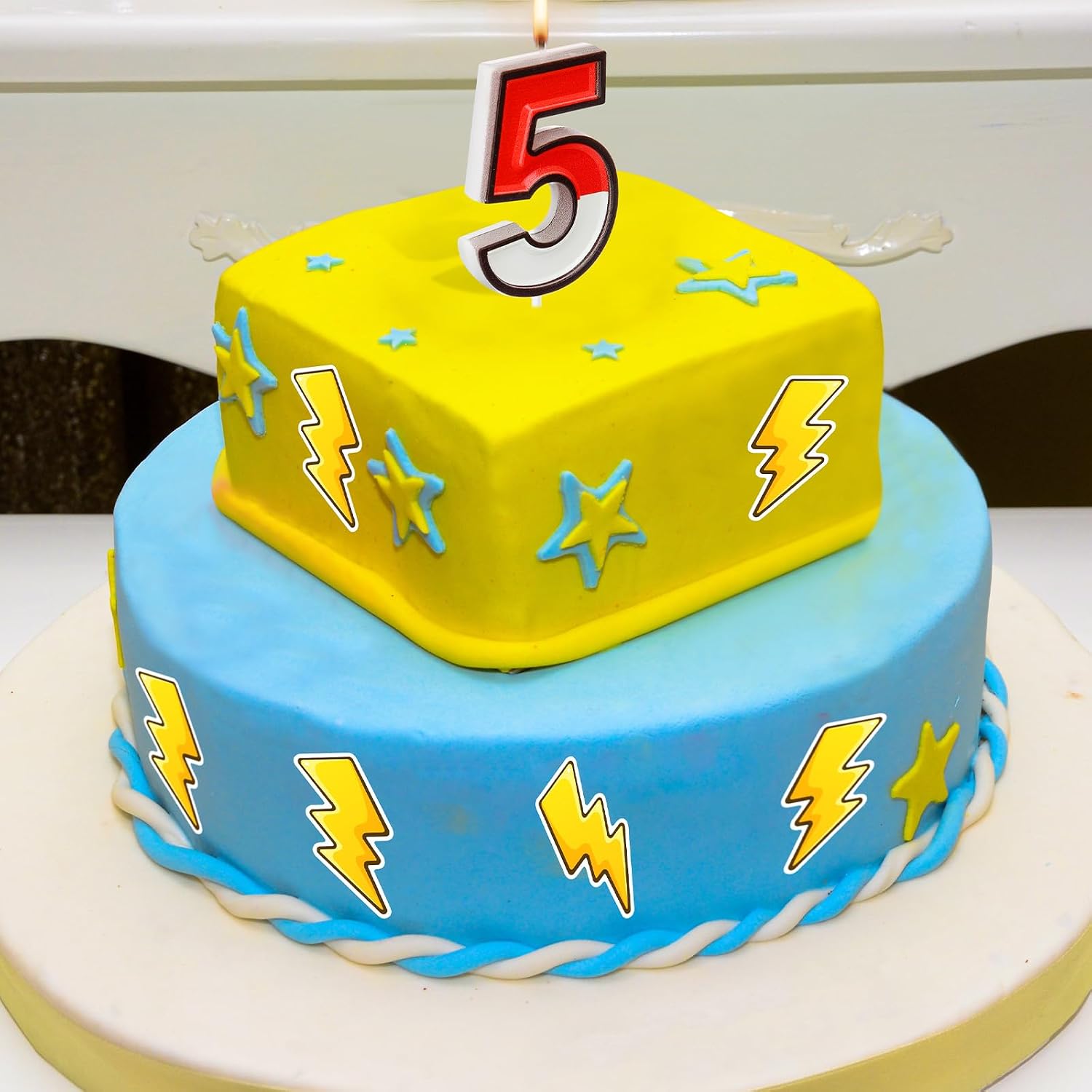 Conelist Cartoon Red and White Birthday Cake Candle Numeral Birthday Cake Topper for Animated Decoration Cartoon Party Supplies (Number 5)
