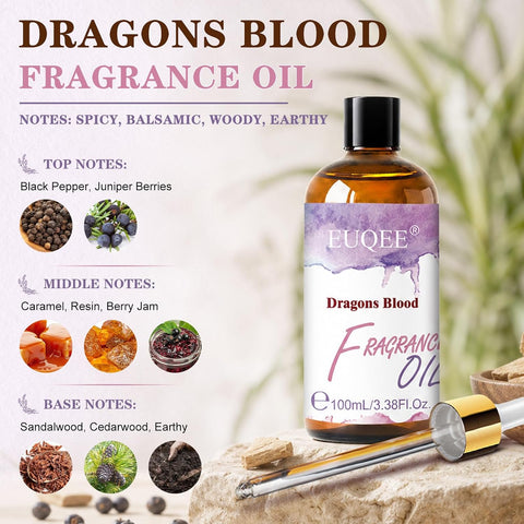 EUQEE 3.38 Fl Oz Dragons Blood Fragrance Oil for Candle Making 100ML