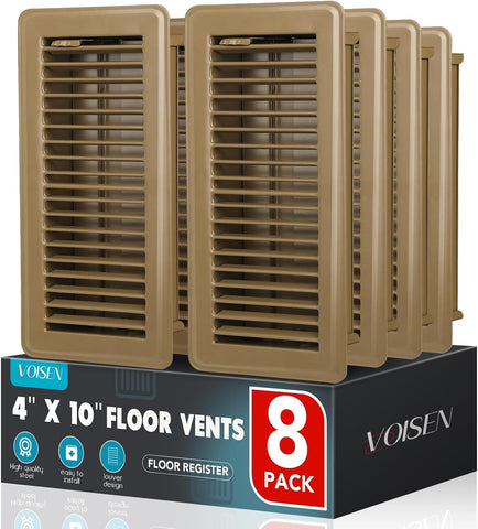 VOISEN Floor Register 4x10, 8 Pack Brown Floor Register Vents
