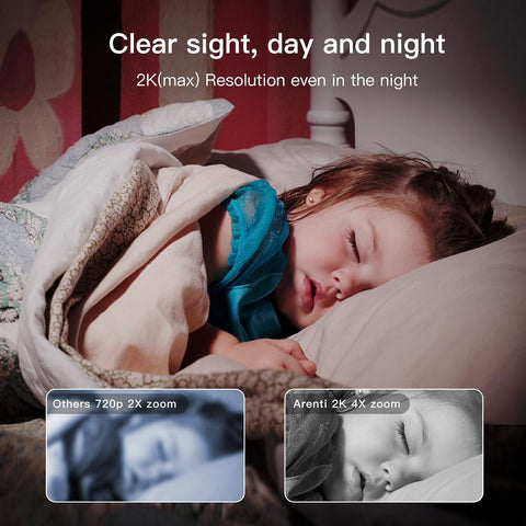 ARENTI 2K Baby Camera, 360-Color RGB Night Light, 2.4G WiFi w/APP (AICAM)