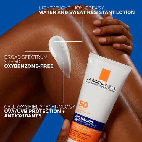 La Roche-Posay Anthelios UV Pro-Sport Sunscreen for Face & Body, Water & Sweat Resistant, Invisible Broad Spectrum Sunscreen, Lightweight & Breathable Skin Sun Protection