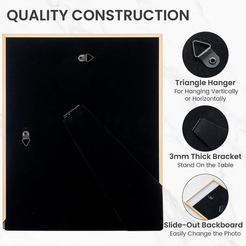 8x10 Enamel Picture Frame, Gold Edge, Black Enamel, Tabletop & Wall, 1pc
