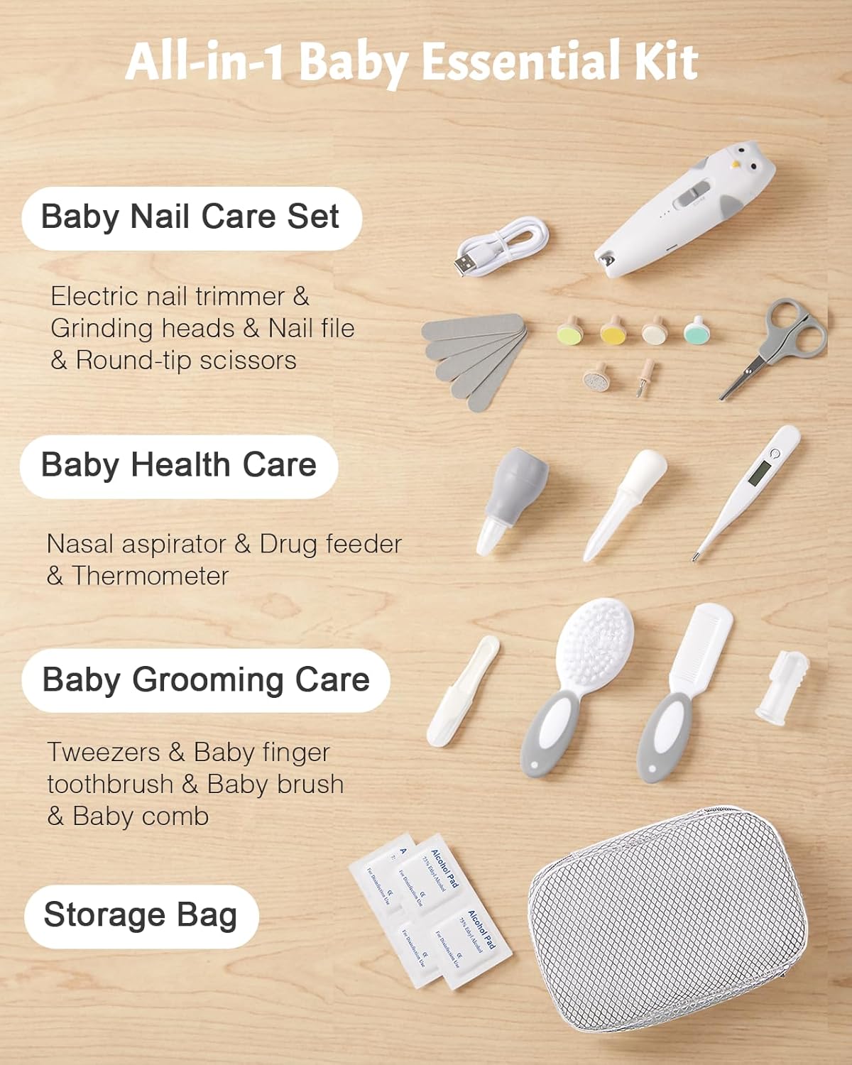 Lictin Baby Healthcare and Grooming Kit, 26 in 1 Electric Nail Trimmer Set