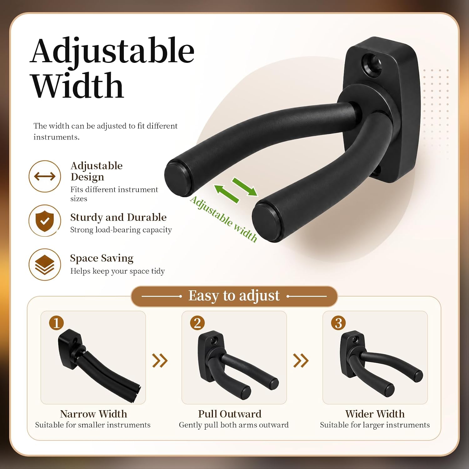 6 Pcs Guitar Hangers Keep Hook Holder Wall Mount for All Size Guitars, Bass, Mandolin, Banjo