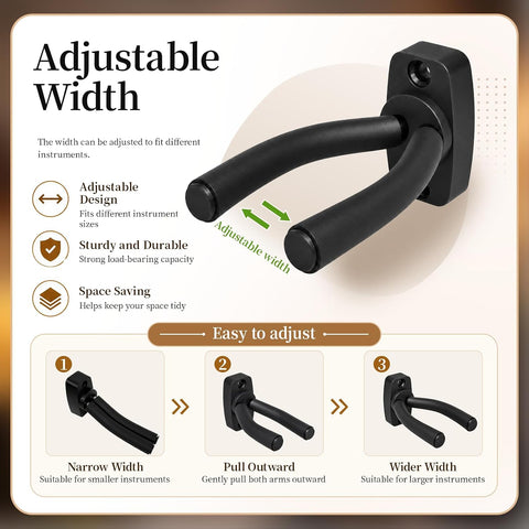 6 Pcs Guitar Hangers Keep Hook Holder Wall Mount for All Size Guitars, Bass, Mandolin, Banjo
