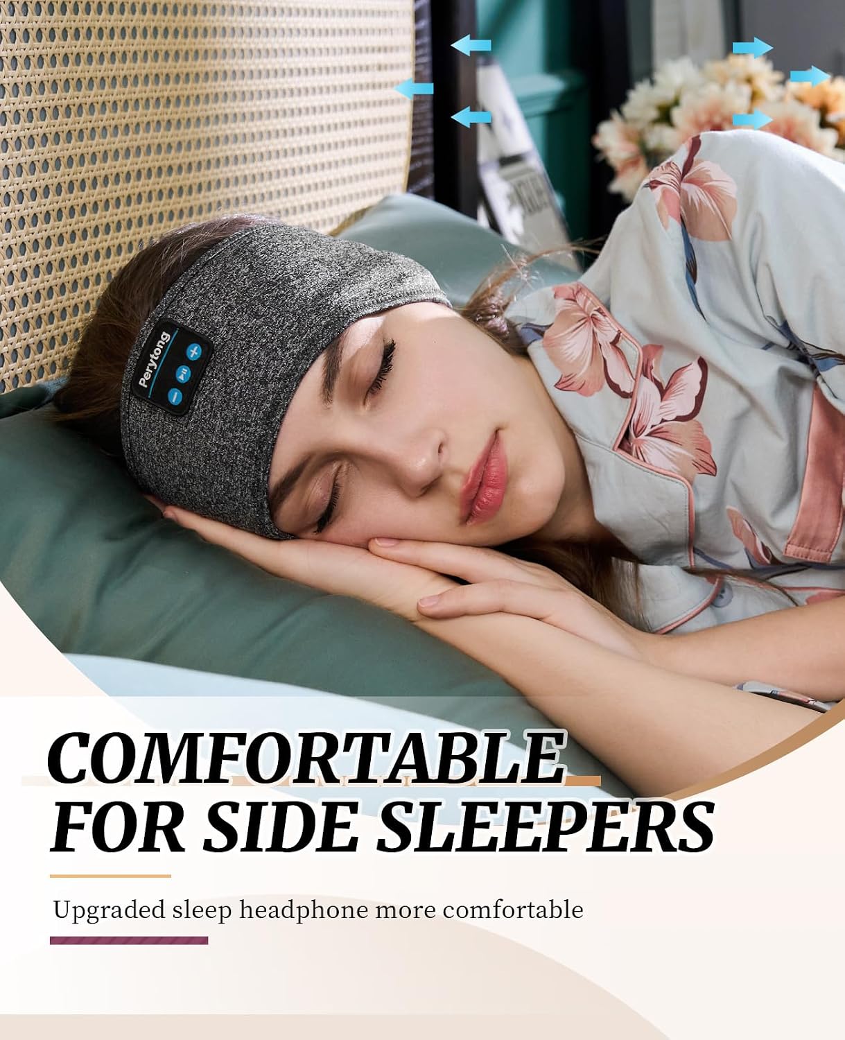 Perytong Sleep Headphones Wireless, Bluetooth Sports Headband Headphones with Ultra-Thin HD Stereo Speakers Perfect for Sleeping,Workout,Jogging,Yoga,Insomnia, Air Travel, Meditation (Grey)