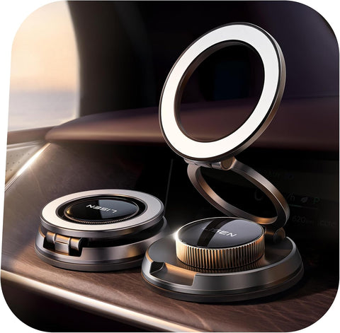 LISEN Suction Phone Mount for Vacuum [All-Metal & Nano Gel 98+LBS Suction] 360 Adjustable Magnetic Phone Holder for Car[18 X Strong Magnet] for Magsafe Car Mount for Note 18 iPhone 17 Pro Max 16 15 14