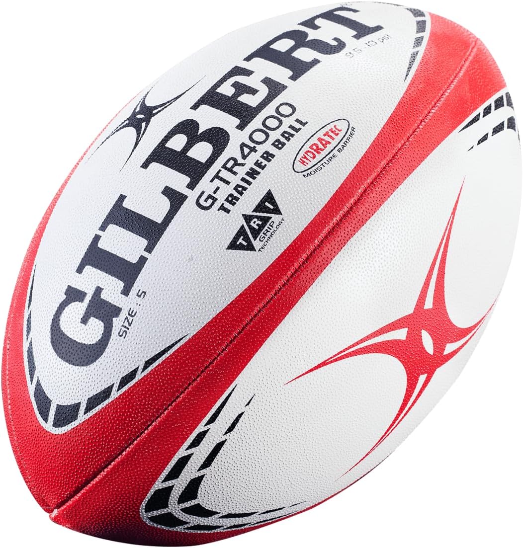 Gilbert G-TR4000 Rugby Training Ball – Hand Stitched with Patented Triangular Grip – Durable 3-Ply Waterproof Surface for College & Club Practice