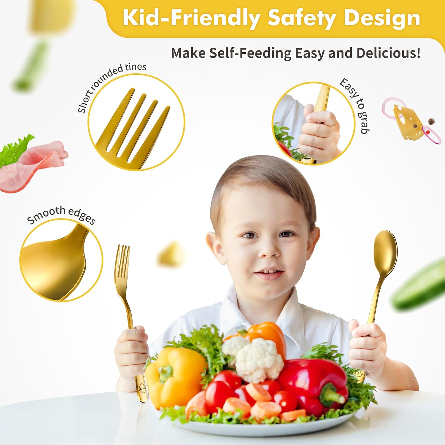 DRKIO 6Pcs Stainless Steel Toddler Utensils Small Metal Kids Silverware