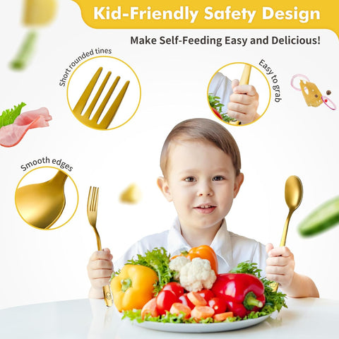DRKIO 6Pcs Stainless Steel Toddler Utensils Small Metal Kids Silverware