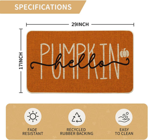 Artoid Mode Orange Hello Pumpkin Fall Doormat 17x29 Inch