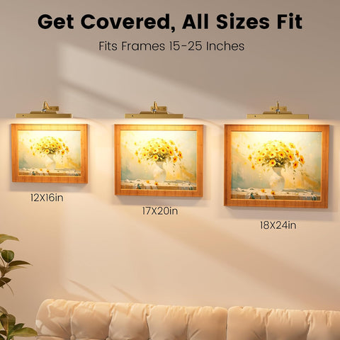 Picture Light Wall Sconce, 4400mAh Rechargeable Wireless Battery Lighting, 12'' Dimmable LED with Remote 3CCT for Wall Art Gallery Display (Antque Gold)