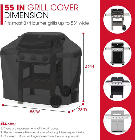 Unicook 55 Inch Grill Cover for Outdoor Grill, Heavy Duty Waterproof