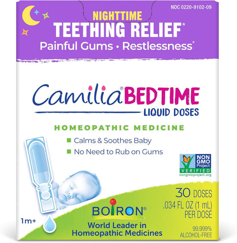 Boiron Camilia Bedtime Liquid Doses for Nighttime Teething Relief, Painful Gums, Restlessness, and Irritability - 30 Count