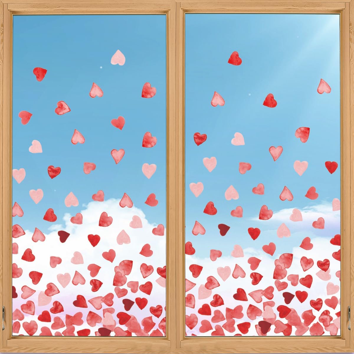Horaldaily 200 PCS Valentine Window Cling Sticker, Pink Red Tiny Love Hearts Home Party Supplies Shop Window Glass Display Decoration