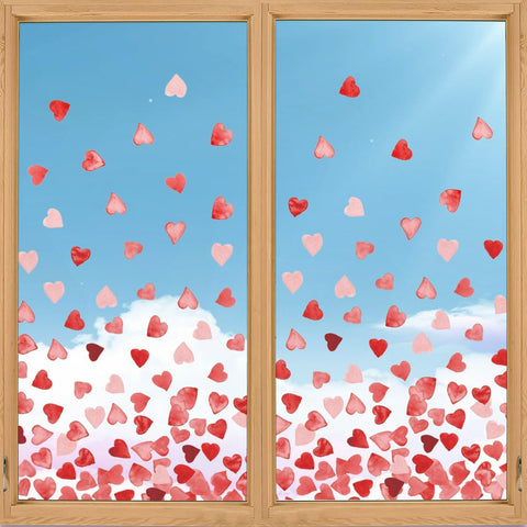 Horaldaily 200 PCS Valentine Window Cling Sticker, Pink Red Tiny Love Hearts Home Party Supplies Shop Window Glass Display Decoration
