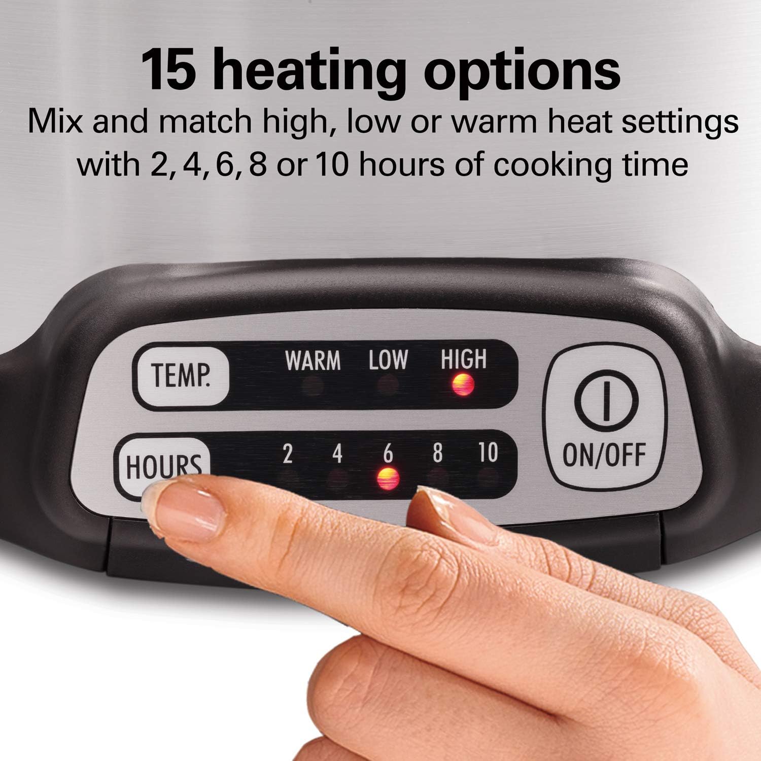 Hamilton Beach Programmable Slow Cooker with 6 Quart Stovetop-Safe Sear & Cook Crock & Travel Lid Lock for Portable Transport, Silver (33663)