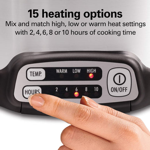 Hamilton Beach Programmable Slow Cooker with 6 Quart Stovetop-Safe Sear & Cook Crock & Travel Lid Lock for Portable Transport, Silver (33663)