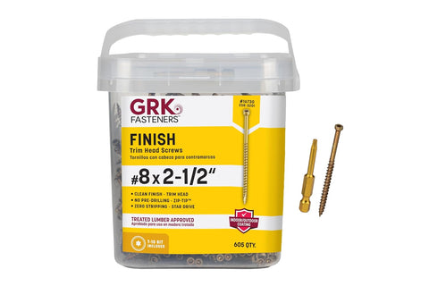 GRK 772691167309 8 x 2-1/2" Fasteners 16730 FIN/Trim Screws 605CT, Gold, 605 Count